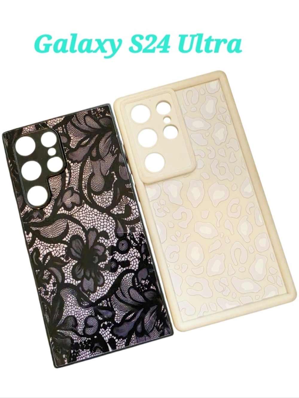 Samsung Galaxy S24 Ultra Case - Black Lace & Cream Leopard Print